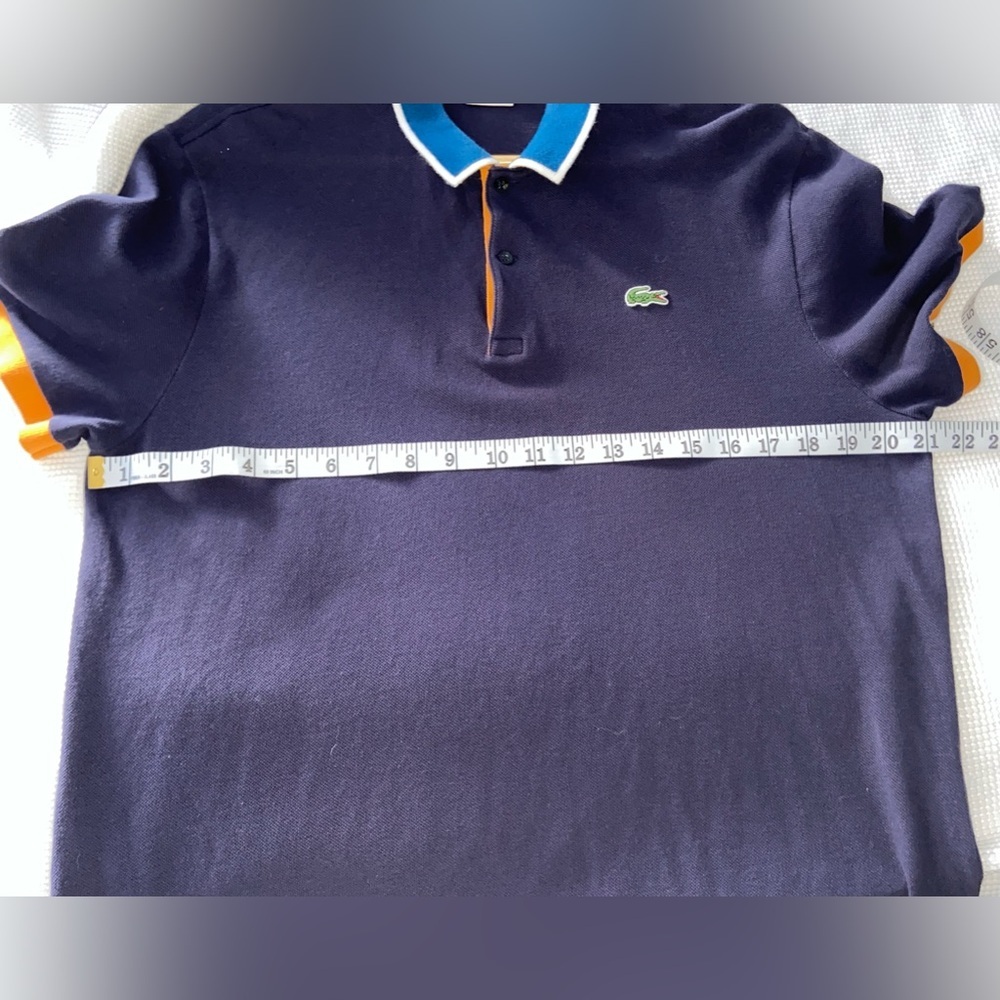 Vintage LACOSTE L!VE navy blue 100% cotton pique polo size 7 / Large - Picture 5 of 10